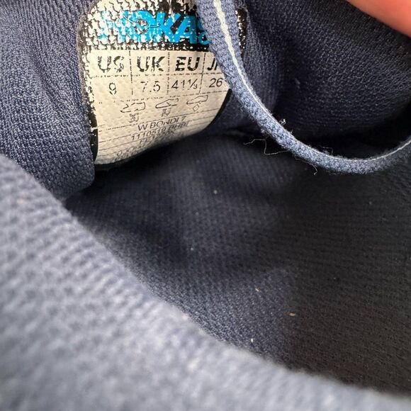 HOKA bondi 7 blue sneakers sz 9 womens - Picture 7 of 7